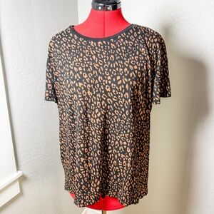 Zara Leopard Print Short Sleeve Tee Top Size L